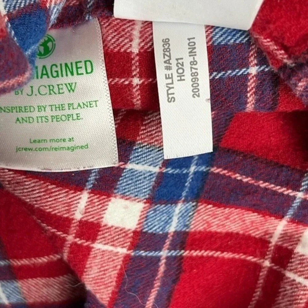 J Crew XL Red Blue Plaid Flannel Shirt Long Sleeve Cotton‎ Button Down